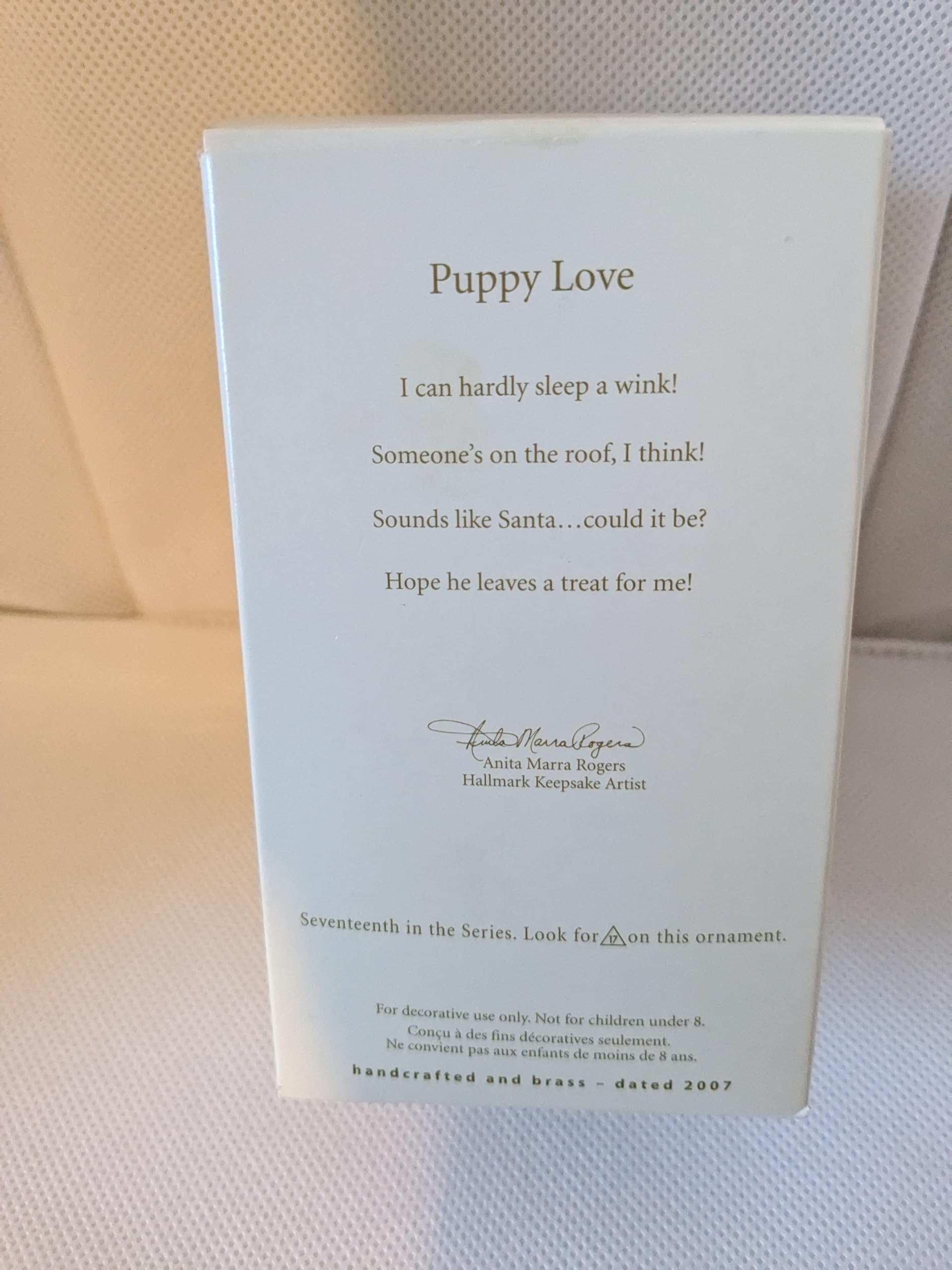 1 X 2007 Hallmark Keepsake Christmas Ornament Puppy Love QX6097
