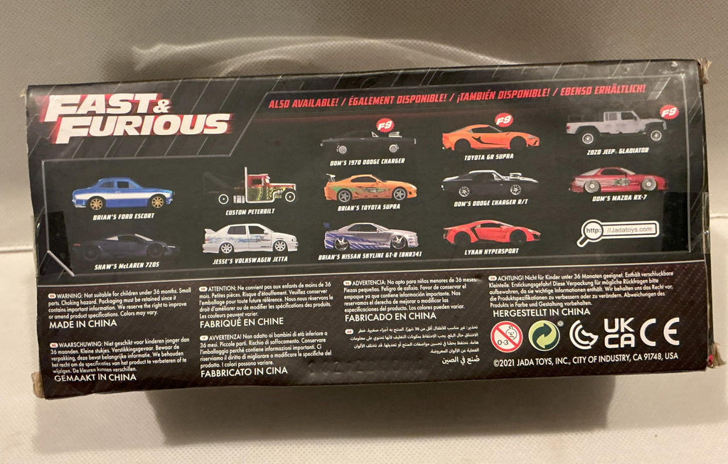 Jada Toys Furious 7 1970 Dodge Charger – 1:24 Scale Die-cast Vehicle – Opening Doors, Hood, Trunk – Rubber Tires – Ages 8+ – Glossy Black