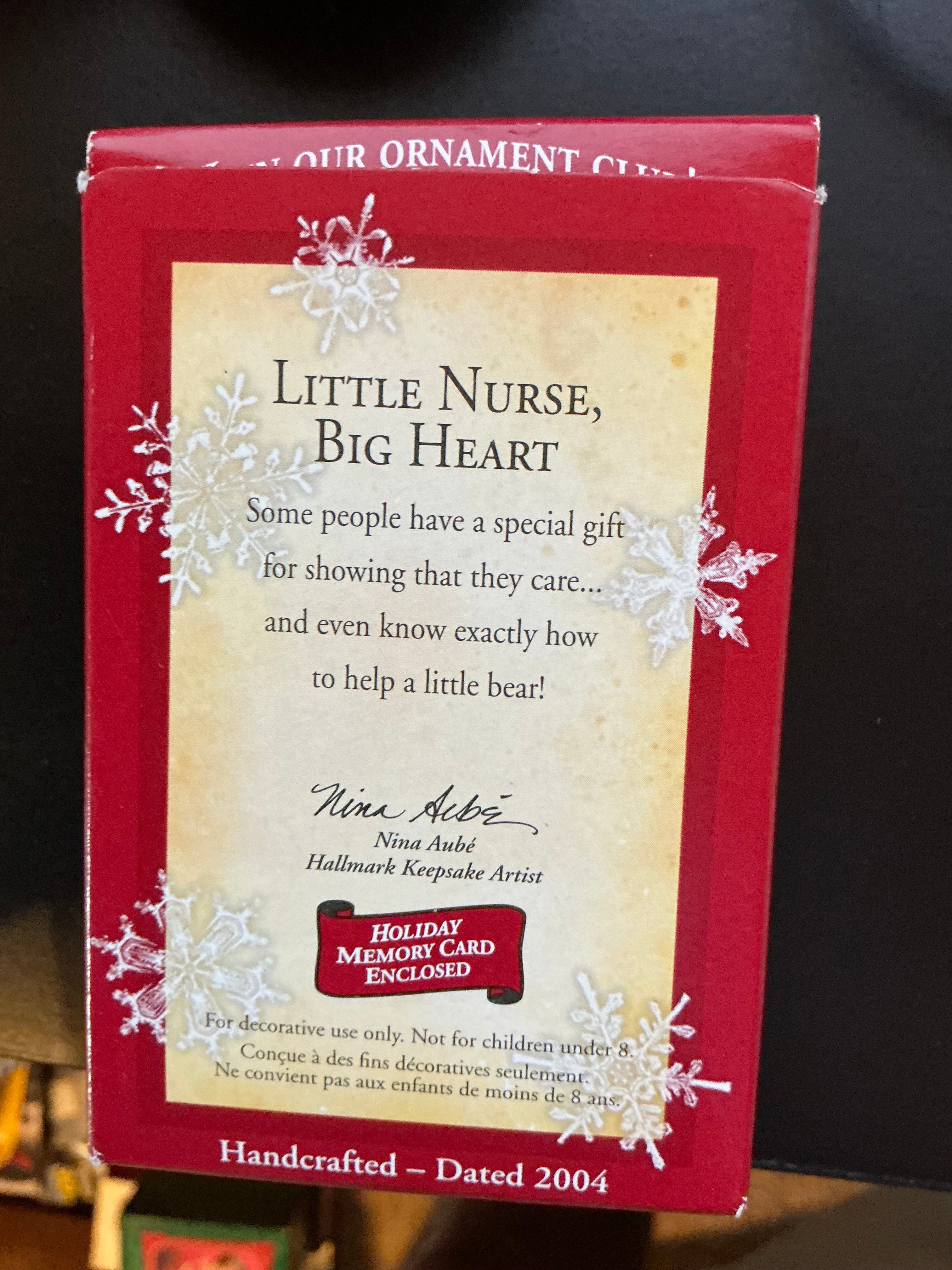 Hallmark Little Nurse Big Heart Ornament 2004